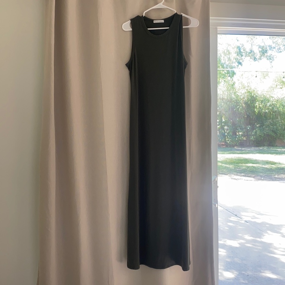 Olive green women’s midi dress